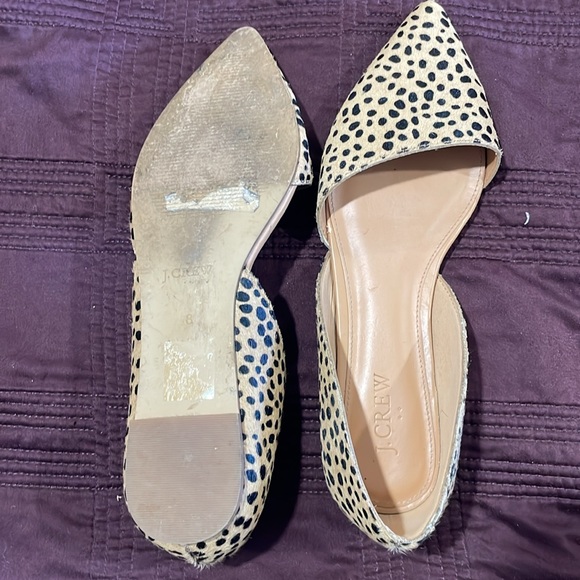 J Crew Factory New Zoe Leopard Calf Hair D'Orsay Flat, Size 8 - Picture 2 of 3